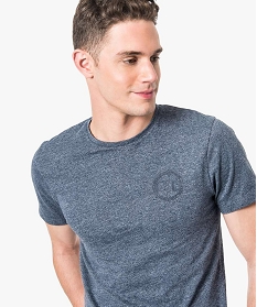 tee-shirt manches courtes chine avec imprime poitrine en relief bleu1656001_2