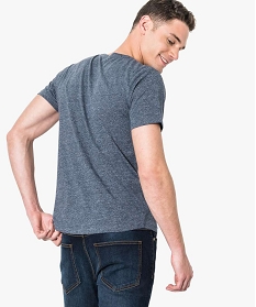 tee-shirt manches courtes chine avec imprime poitrine en relief bleu1656001_3