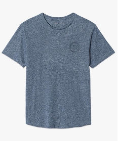 tee-shirt manches courtes chine avec imprime poitrine en relief bleu1656001_4