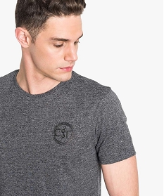 tee-shirt manches courtes chine avec imprime poitrine en relief gris1656101_2