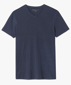tee-shirt coton manches courtes col v bleu1656901_4