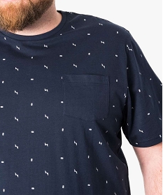 tee-shirt manches courtes imprime geometrique bleu1657201_2