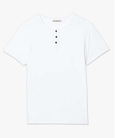 tee-shirt a manches courtes col tunisien blanc1659001_4