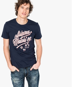 tee-shirt a manches courtes avec motif sur lavant bleu1664201_1