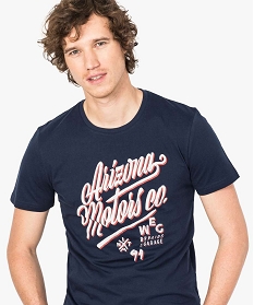tee-shirt a manches courtes avec motif sur lavant bleu1664201_2