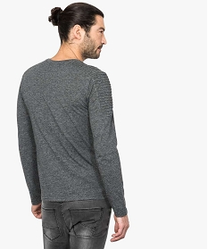 tee-shirt a manches longues en maille chinee avec zips decoratifs gris1682001_3