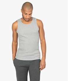 GEMO Débardeur uni en maille côtelée homme gris standard