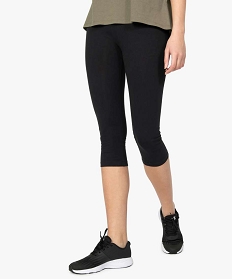 GEMO Legging femme court en coton stretch Noir