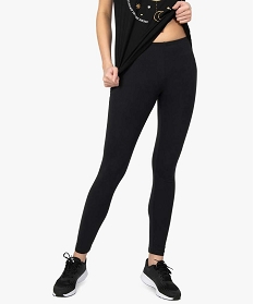GEMO Legging uni en coton extensible femme noir standard