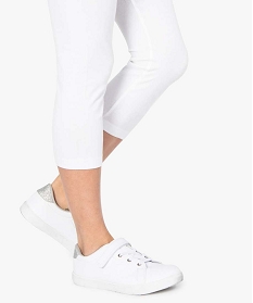 legging femme court en coton stretch blanc1694301_2