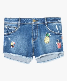 short en jean avec motifs brodes gris shorts1698101_4