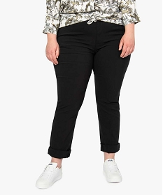 pantalon femme droit en toile fine stretch noir pantalons et jeans1725301_1