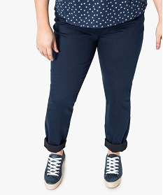 pantalon femme uni a taille elastiquee 2 poches bleu1728201_1