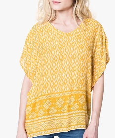 blouse large imprime ethnique jaune1748501_2