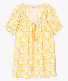 blouse a imprime avec details smockes jaune1750101_4
