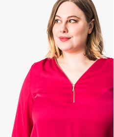 blouse bimatiere avec decollete zippe rose1759401_2