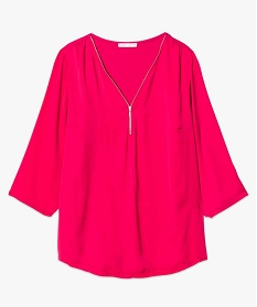 blouse bimatiere avec decollete zippe rose chemisiers et blouses1759401_4