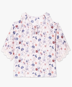 chemise imprimee avec epaules denudees rose chemisiers et blouses1770201_4