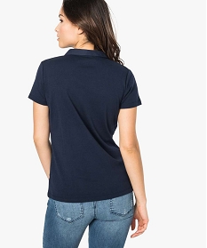 polo femme en jersey a manches courtes et col chemise bleu tee-shirts tops et debardeurs1803101_3