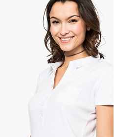 polo femme en jersey a manches courtes et col chemise blanc tee-shirts tops et debardeurs1803301_2