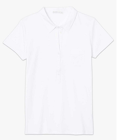 polo femme en jersey a manches courtes et col chemise blanc tee-shirts tops et debardeurs1803301_4