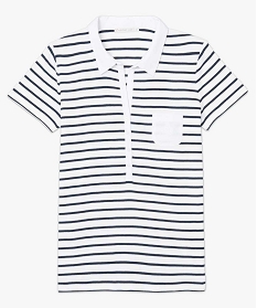 polo femme raye a manches courtes et col chemise imprime tee-shirts tops et debardeurs1803601_4