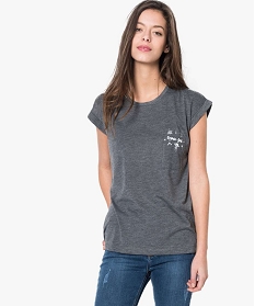 tee-shirt femme imprime avec manches courtes a revers gris1860301_1