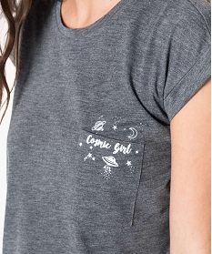 tee-shirt femme imprime avec manches courtes a revers gris t-shirts manches courtes1860301_2