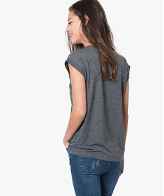 tee-shirt femme imprime avec manches courtes a revers gris1860301_3