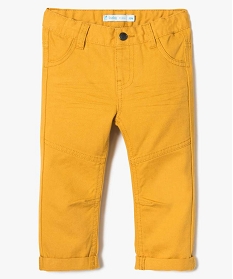 pantalon uni en toile avec revers jaune pantalons1916101_1