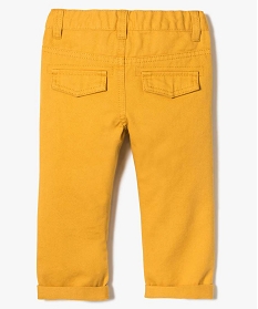 pantalon uni en toile avec revers jaune pantalons1916101_2