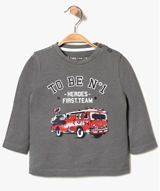 tee-shirt a manches longues motif camion de pompiers gris1942901_1