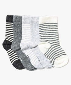 lot de 5 paires de chaussettes hautes en coton bio gris2010601_1