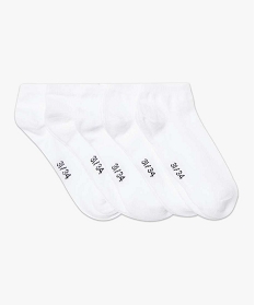 GEMO Chaussettes garçon ultra-courtes unies (lot de 5 paires) blanc standard