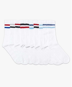 GEMO Lot x10 chaussettes hautes de sport Blanc