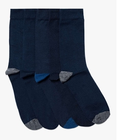 lot de 5 paires de chaussettes hautes bicolores bleu2037801_1