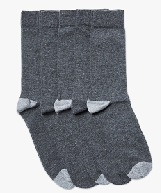 lot de 5 paires de chaussettes hautes bicolores gris2037901_2