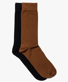 lot de 2 paires de chaussettes hautes motifs petit pois marron vif chaussettes2040901_1