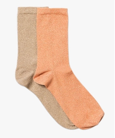 lot x2 paires chaussettes brillantes orange chaussettes2044701_1