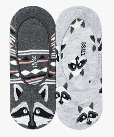 lot de 2 paires de protege-pieds motifs renard gris chaussettes2061201_1
