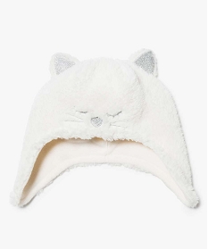 bonnet chat en matiere peluche blanc2067301_1