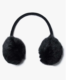 cache-oreilles fille en velours et matiere peluche noir2102701_1