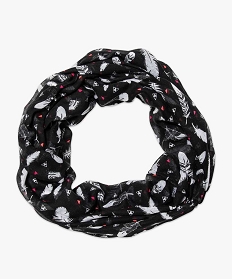foulard snood imprime plumes noir2103401_1