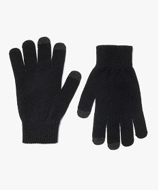 gants unis compatibles ecrans tactiles femme noir standard bonnets echarpes gants2119701_3