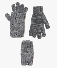 ensemble gants mitaines en maille gris2121101_1
