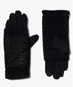 gants et mitaines 2-en-1 avec strass noir autres accessoires2121901_2
