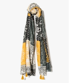 foulard femme a imprime geometrique grandes dimensions jaune autres accessoires2144301_1