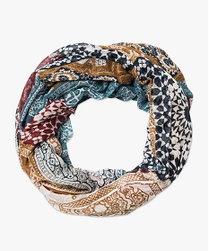 foulard snood multiposition a imprime ethnique bleu2145301_1