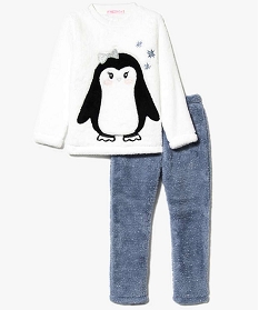 pyjama fille 2 pieces imprime pingouin beige2171701_1