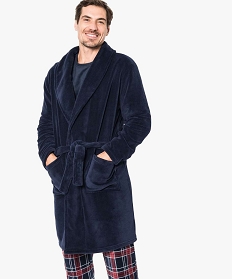 robe de chambre peignoir en maille peluche homme bleu pyjamas et peignoirs2223901_1